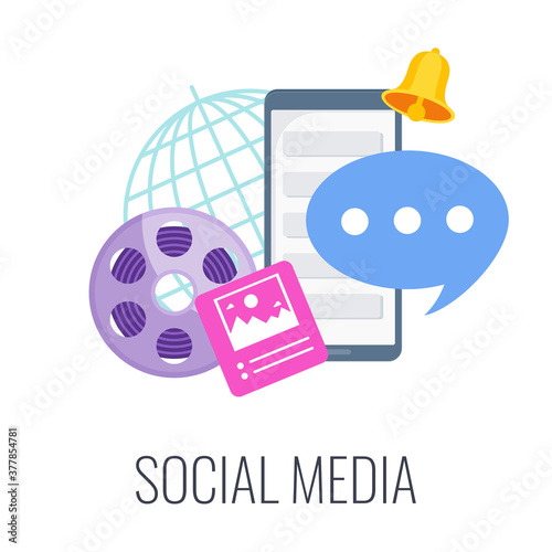 Social Media Infographics Pictogram. Flat vector illustration.