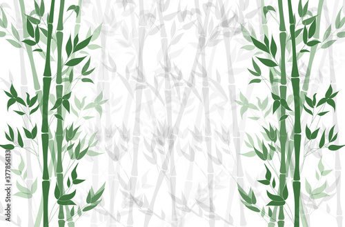 Vector Bamboo Background, Nature Illustration, Graphic Backdrop Template, Plant.