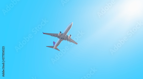 White passenger airplane in the sky - Travel by air transport