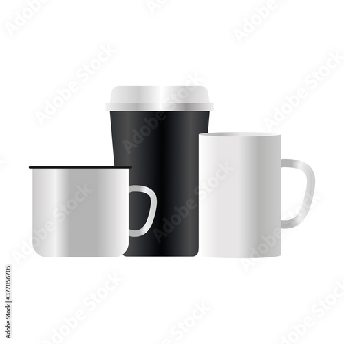 Isolated mockup coffee mugs vector design