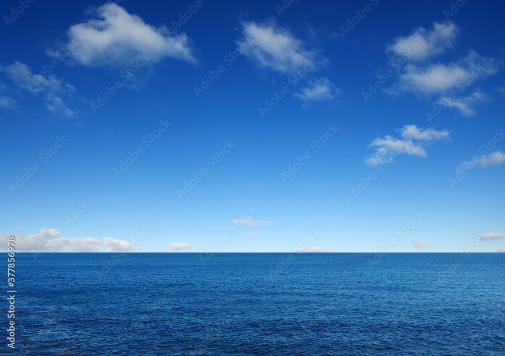 Blue sea with waves and sky