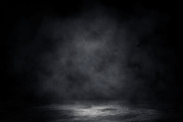 Empty space of Concrete floor grunge texture background with fog or mist and lighting effect.