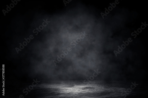 Fototapeta Empty space of Concrete floor grunge texture background with fog or mist and lighting effect