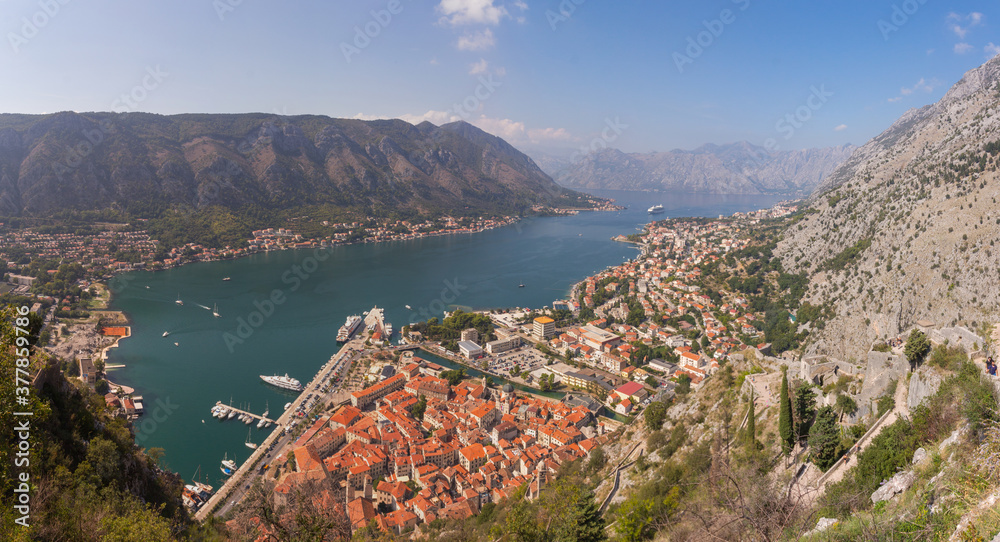 Panoramic view of the  Kotor Bay. Montenegro