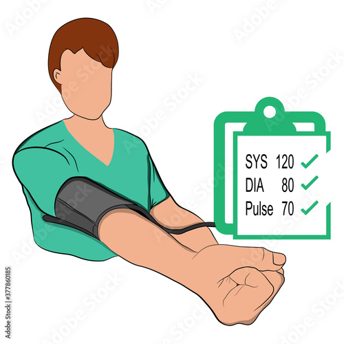 A man measuring pressure concept of health pressure measurement vector illustration graphic design