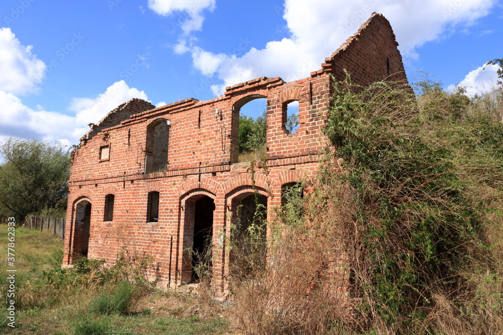 The ruins of a destroyed building