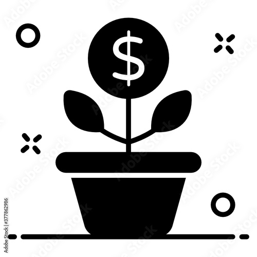 
Dollar plant icon design, trendy icon of business growth 
