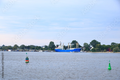 August 21 2020 - Rostock-Warnemünde, Mecklenburg-Vorpommern/Germany: Details of the industry port and dockside cranes at the europort harbour in Rostock photo