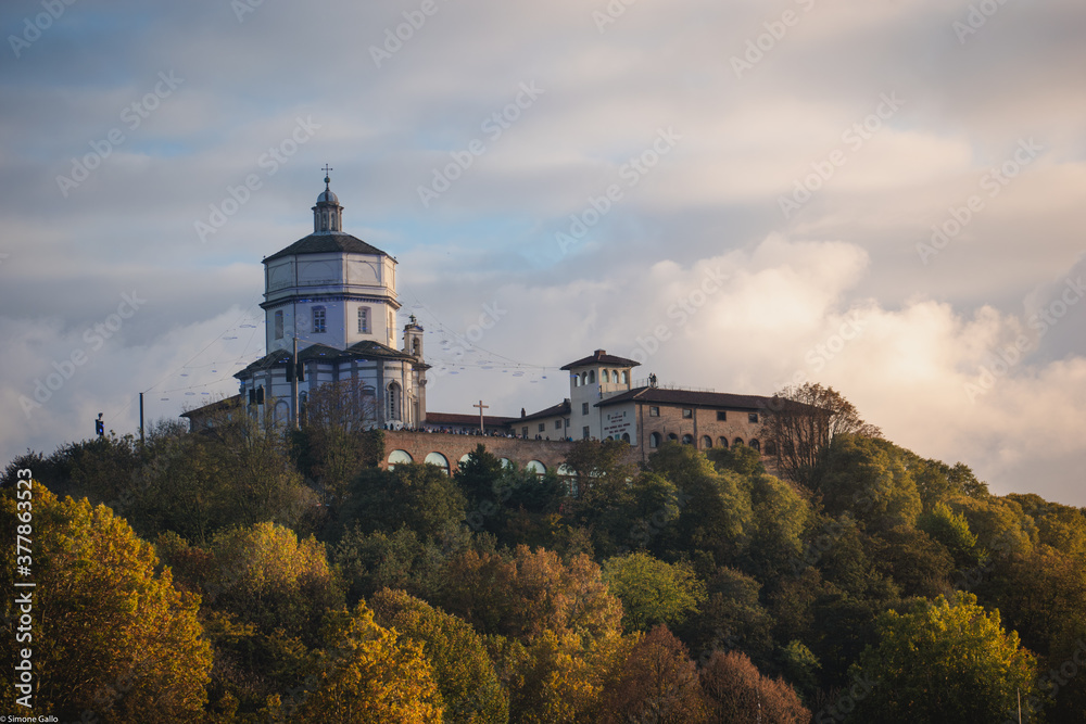 Cappuccini Hill during sunset in Turin, Italy