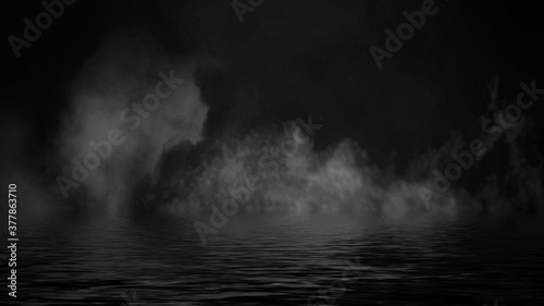 Mystic smoke on abstract background. Paranormal fog isolated on black background.