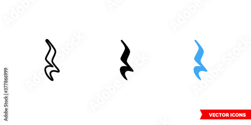 Quarter rest icon of 3 types color, black and white, outline. Isolated vector sign symbol.