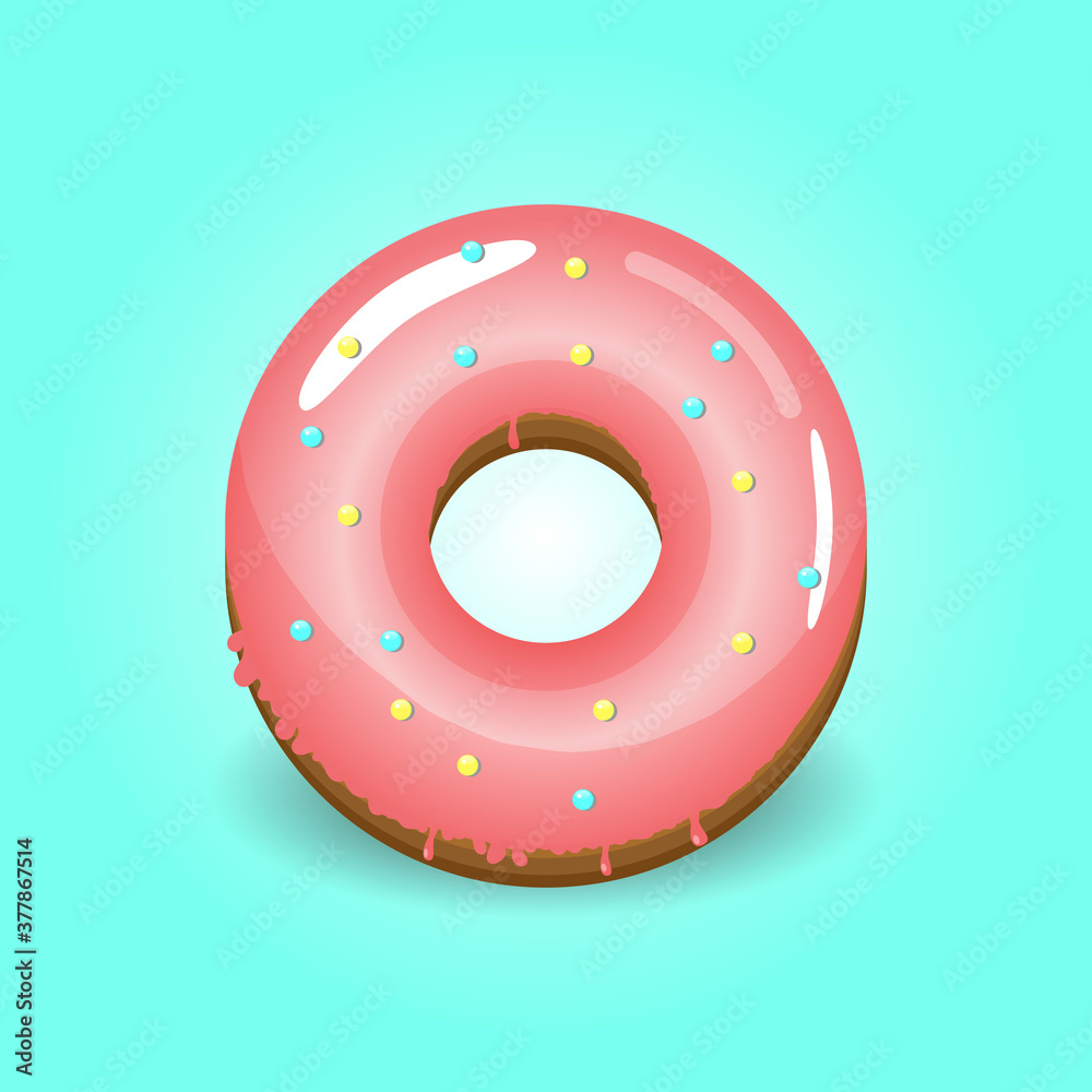 Sweet doughnut in pink glaze. Sweet doughnut in pink glaze.