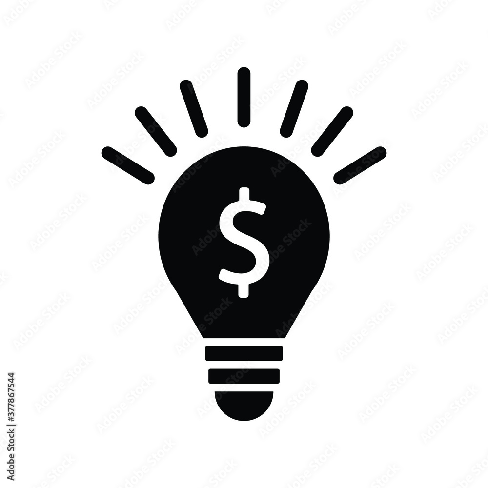 Dollar coin in light bulb icon flat design Dollar coin in light bulb icon flat design