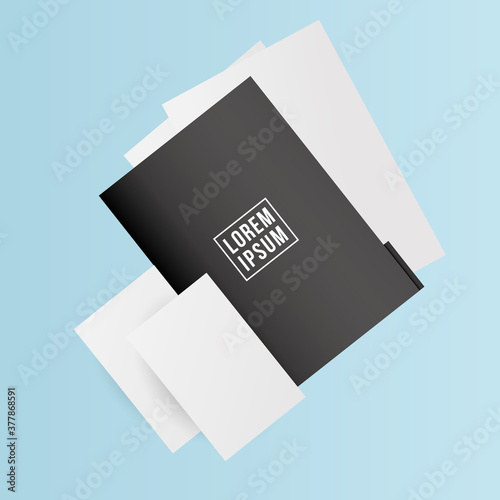 Mockup file with papers vector design