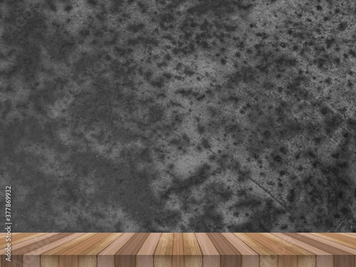 Empty top shelves or table wood on concrete wall background For product and some thing