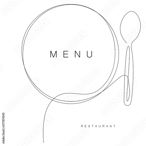 Menu restaurant background plate and spoon. Vector illustration