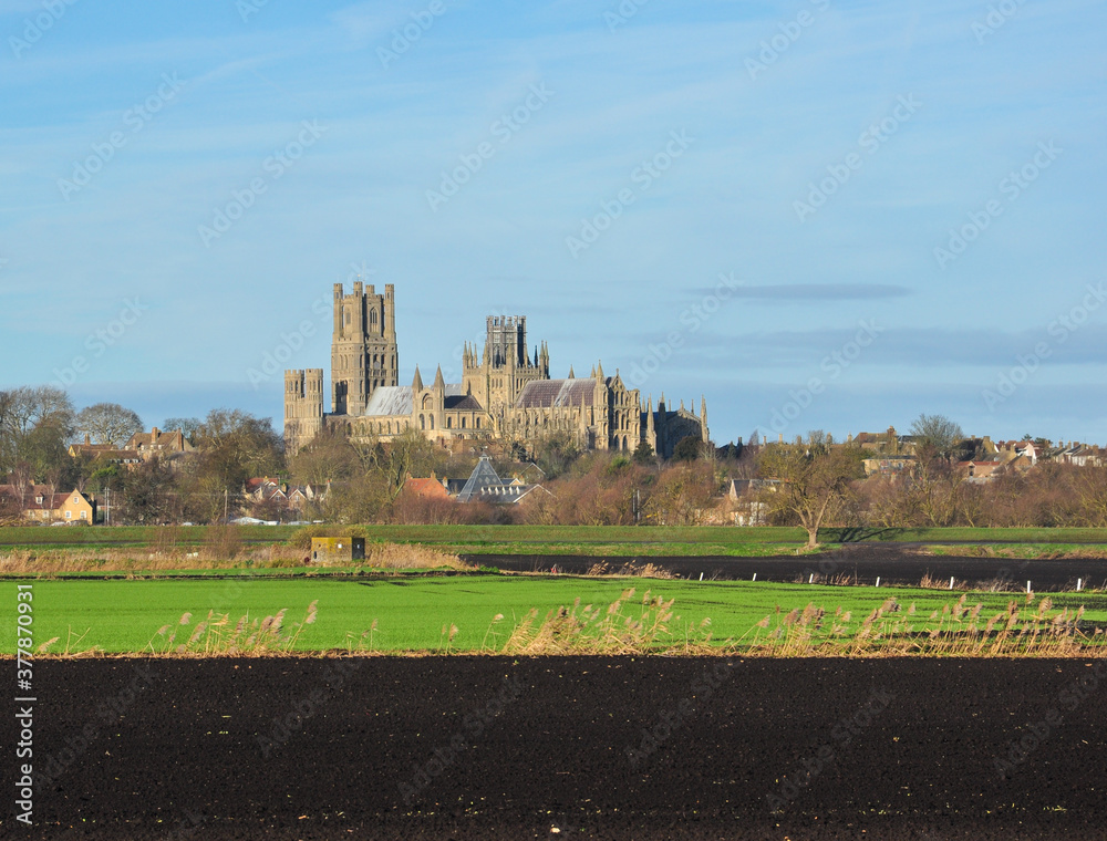 Ely Cathedral Across Fens Fields