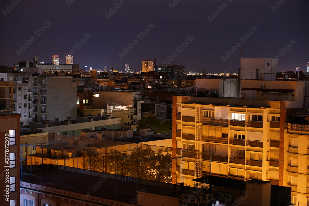 Fototapeta premium Panoramic view of Barcelona at night. Catalonia,Spain