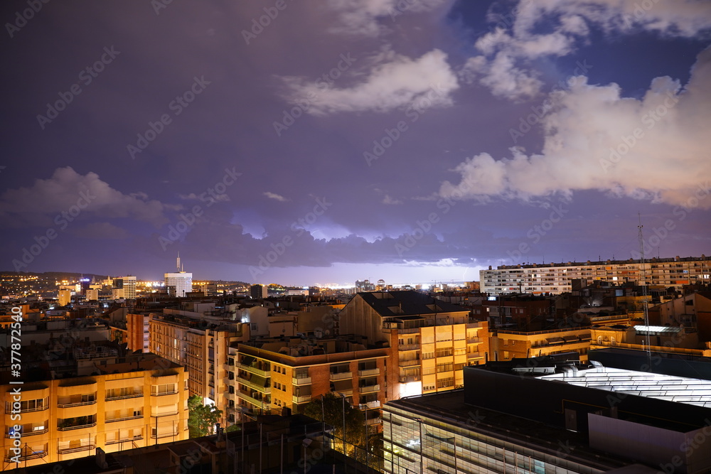 Fototapeta premium Panoramic view of Barcelona at night. Catalonia,Spain