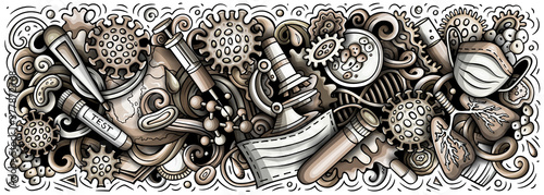 Coronavirus hand drawn cartoon doodles illustration © balabolka