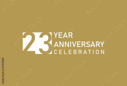 23 years anniversary celebration logotype on gold Background