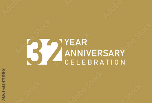 32 years anniversary celebration logotype on gold Background