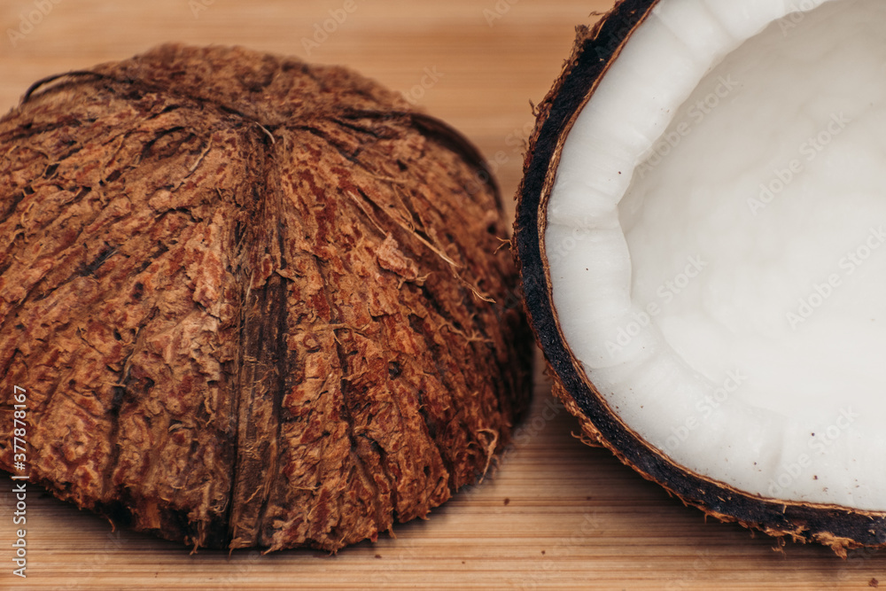 coconut on wooden background