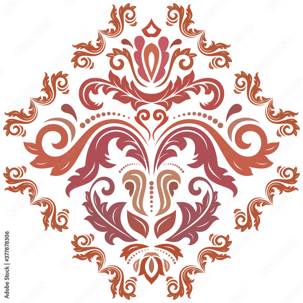Oriental vector pattern with arabesques and floral elements. Traditional classic ornament. Vintage colored pattern with arabesques