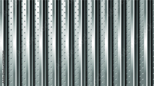 Industrial background. Silver surface with different textures. Perforated metal and brushed steel. EPS10