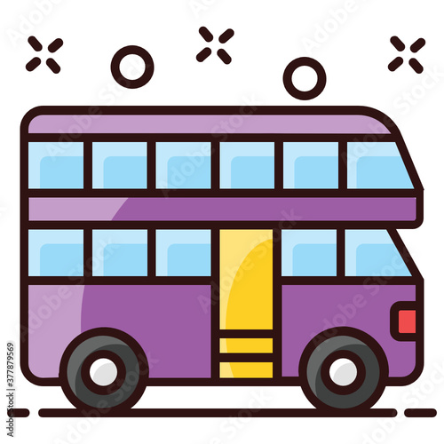 
Editable icon design of london bus, double decker icon 
