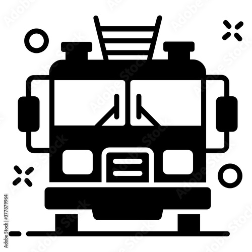 
Fire brigade icon in design, emergency vehicle concept 
