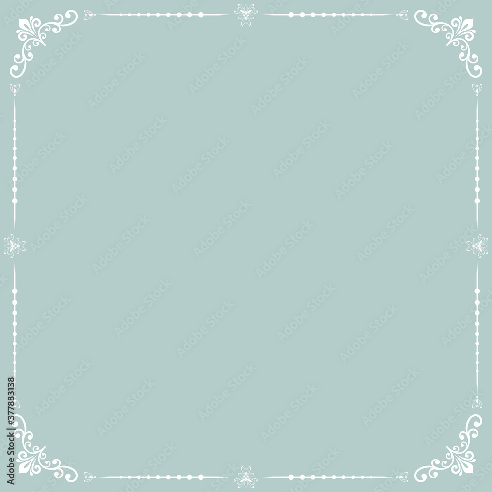 Classic vector square frame with arabesques and orient elements. Abstract light blue and white ornament with place for text. Vintage pattern Classic vector square frame with arabesques and orient elements. Abstract light blue and white ornament with place for text. Vintage pattern