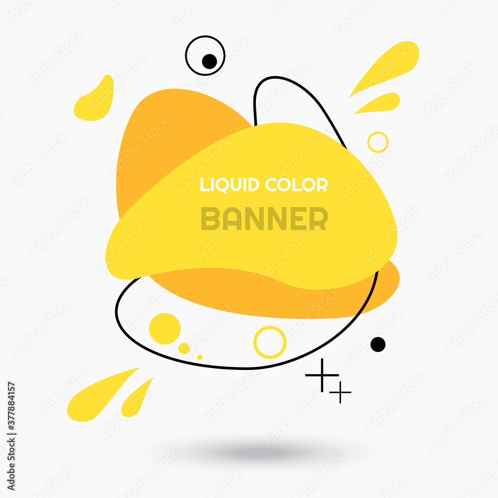 Liquid shape with yellow color for banner or logo. Flat geometric shape.