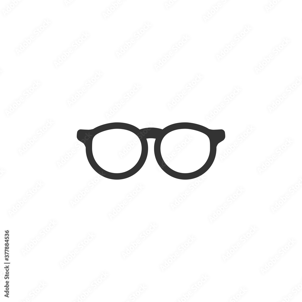 Black flat hipster glasses icon. Isolated on white. eyeglasses with bows.