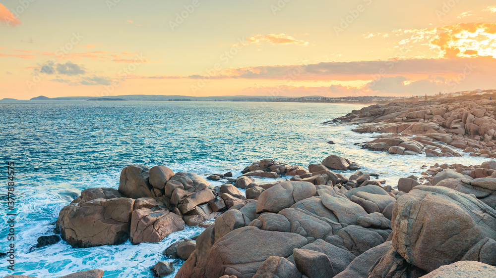 Rocky Bay coastline at sunset, Port Elliot, Fleurieu Peninsula, South Australia