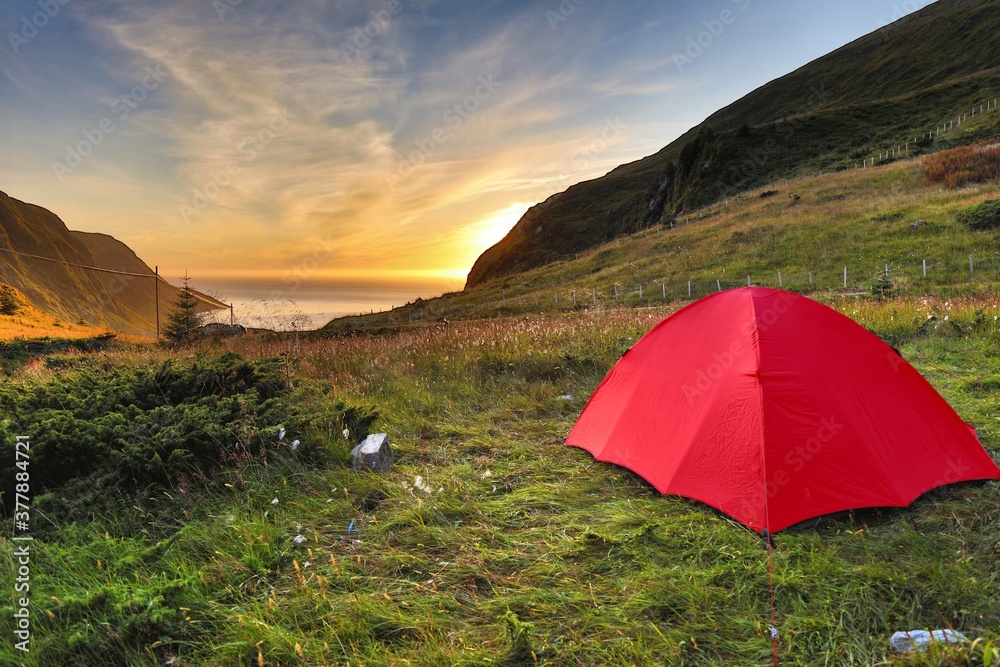 Norway camping - red tent