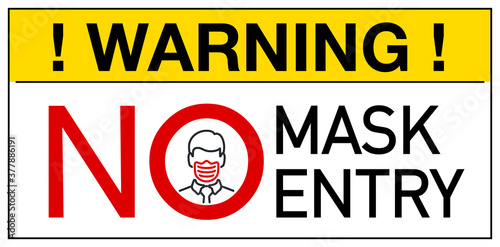 No Face Mask, No Entry Wrong and Right Wear line Icon banner isolated on white background. No entry without face mask sign. Coronavirus covid19 prevention creative illustration banner.