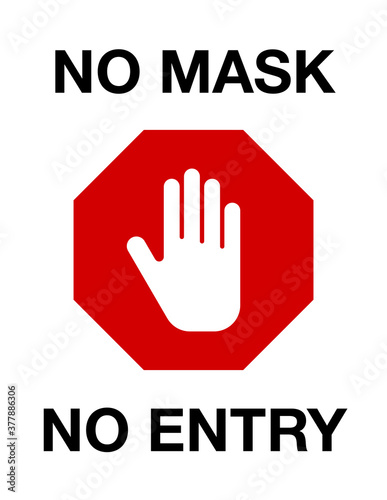 No Face Mask, No Entry Wrong and Right Wear line Icon banner isolated on white background. No entry without face mask sign. Coronavirus covid19 prevention creative illustration banner. © ASEF