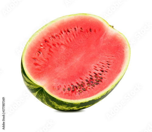 Fresh watermelon isolated. Organic water melon slice on white background. Cut out with clipping path
