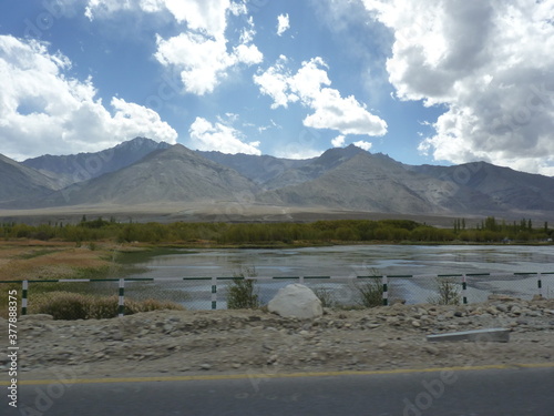 Panoramic View of Mountain Range Road In Leh – Ladakh, India.