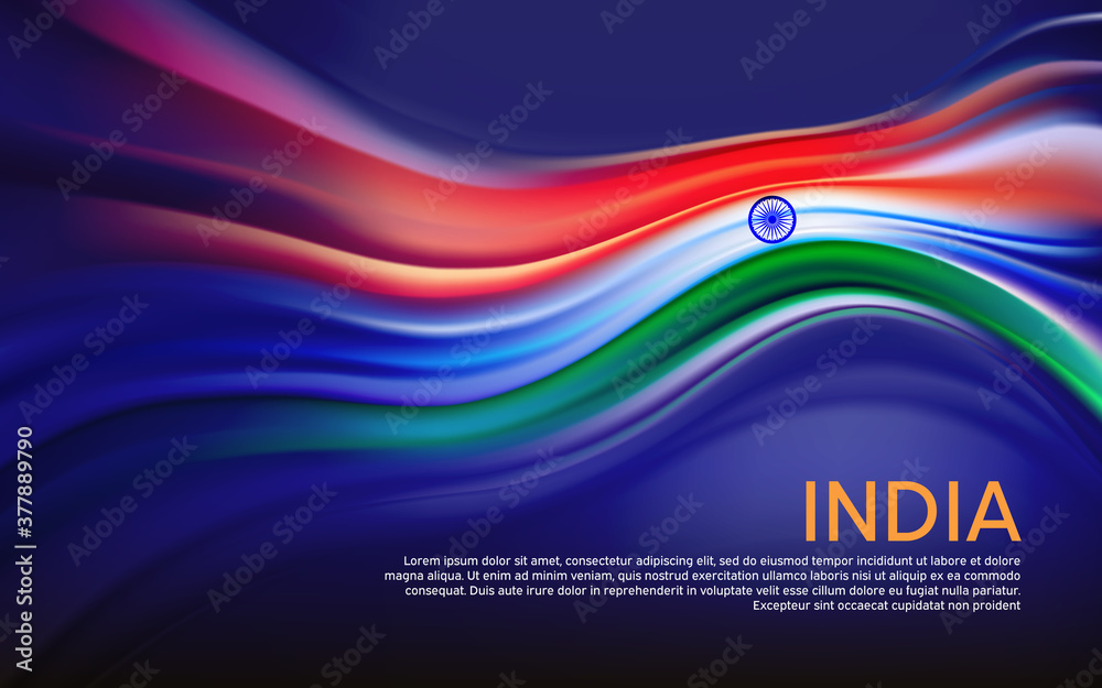 India flag background. Blurred pattern of light lines in the colors of the indian  flag, business booklet. State banner, Indian poster, patriotic cover,  flyer. Vector tricolor design Stock Vector | Adobe Stock