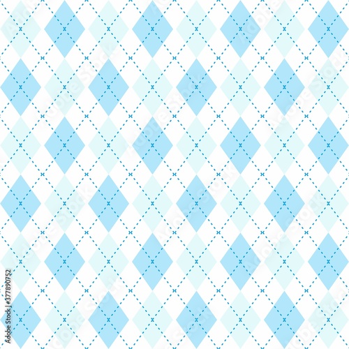 Argyle seamless pattern in light blue colors. Fabric texture background. Argilla vector classic ornament. Children's background for design, pattern for fabric, wallpaper. photo