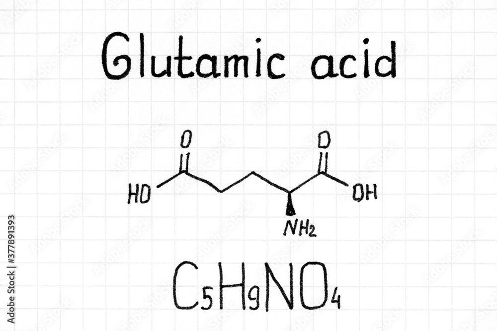 Handwriting chemical formula of Glutamic acid Handwriting chemical formula of Glutamic acid