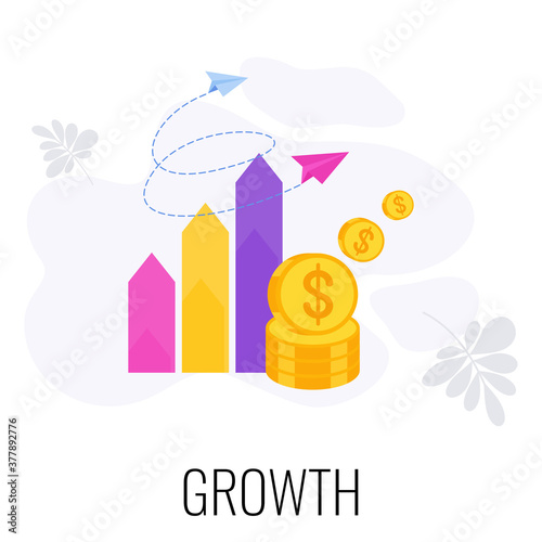 Growth infographics Icon. Strategy, management and marketing. Flat illustration.