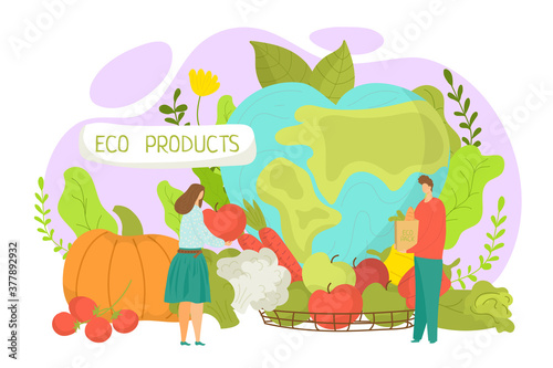 Eco food concept, healthy organic natural vegetables and fruits for fresh mar...