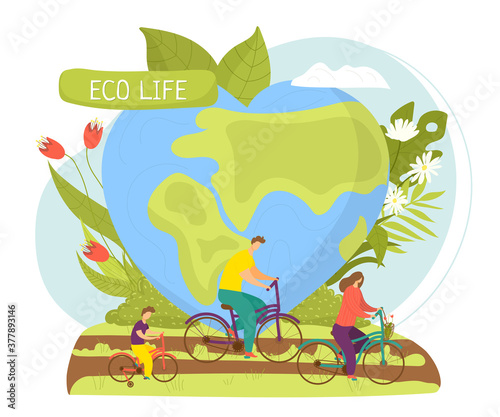 Eco life concept, healthy organic natural nutrition, ecology vector illustrat...