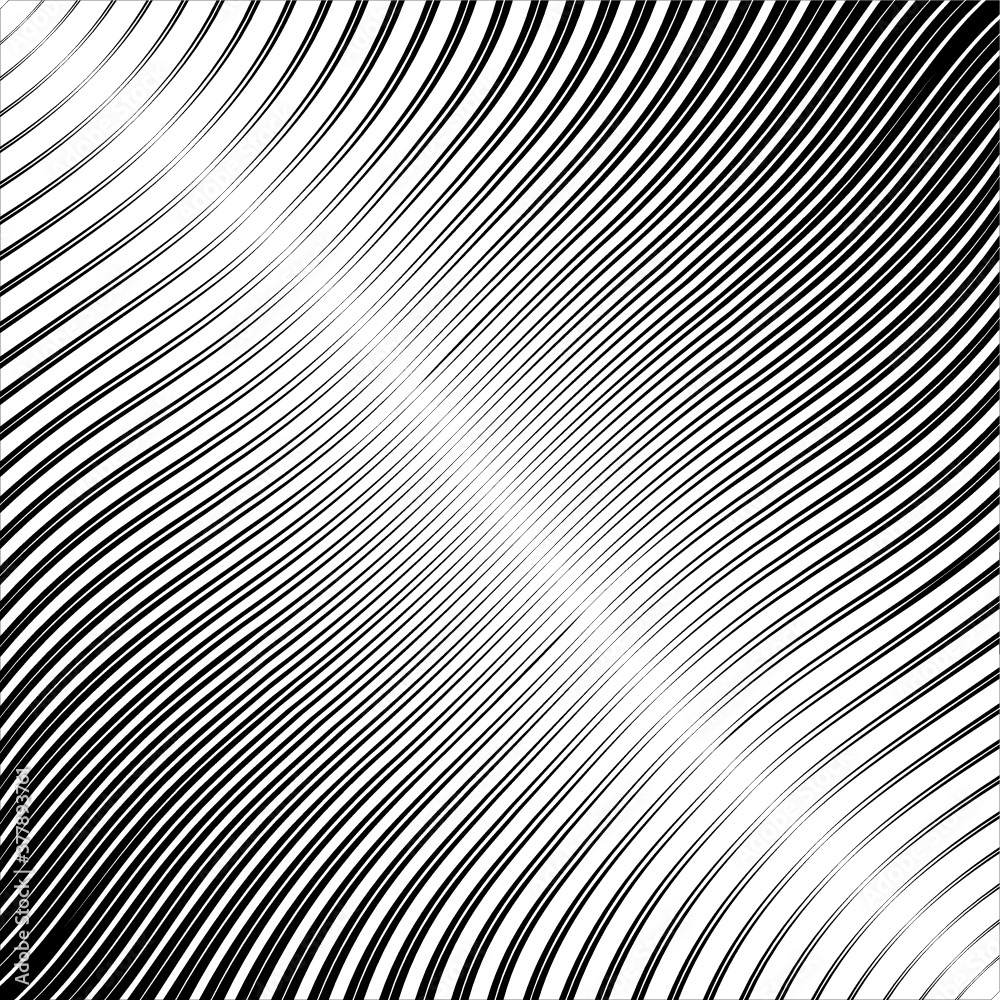 Abstract warped Diagonal Striped Background . Vector curved twisted slanting, waved lines texture