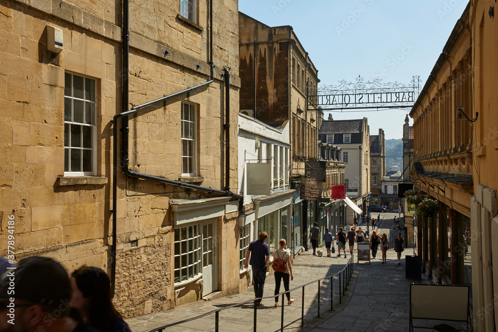 Looking down the pedestrianised 'Bartlett Street' in Royal Bath Spa