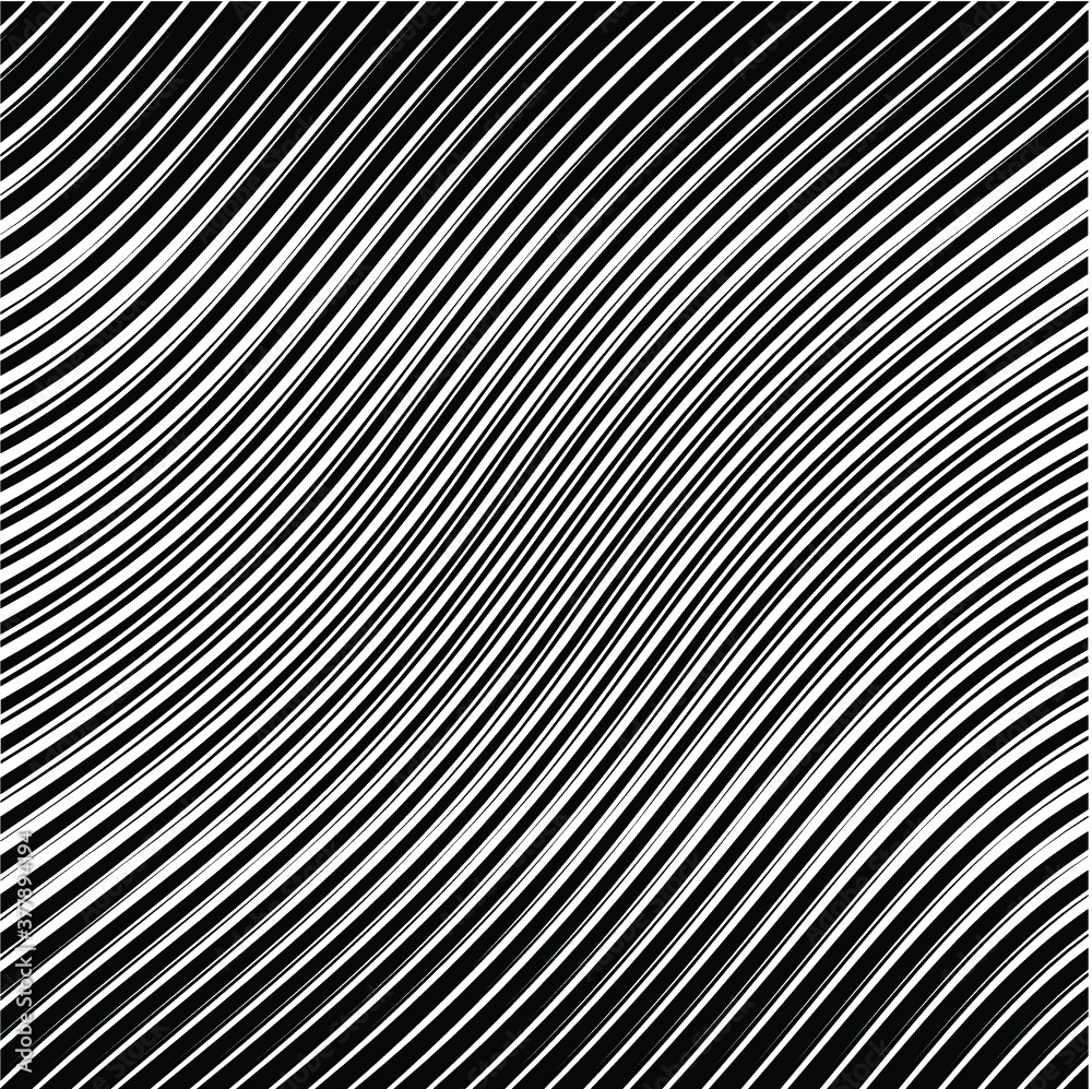 Abstract warped Diagonal Striped Background . Vector curved twisted slanting, waved lines texture Abstract warped Diagonal Striped Background . Vector curved twisted slanting, waved lines texture