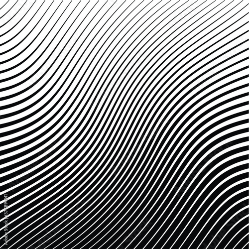 Abstract warped Diagonal Striped Background . Vector curved twisted slanting, waved lines texture